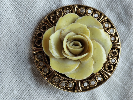 Attache foulard doré motif rose et strass taille unique