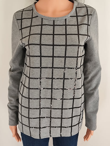 🖤 Pull Sweat Gris à Carreaux La City – Élégance et Confort au Quotidien - Taille 38/40