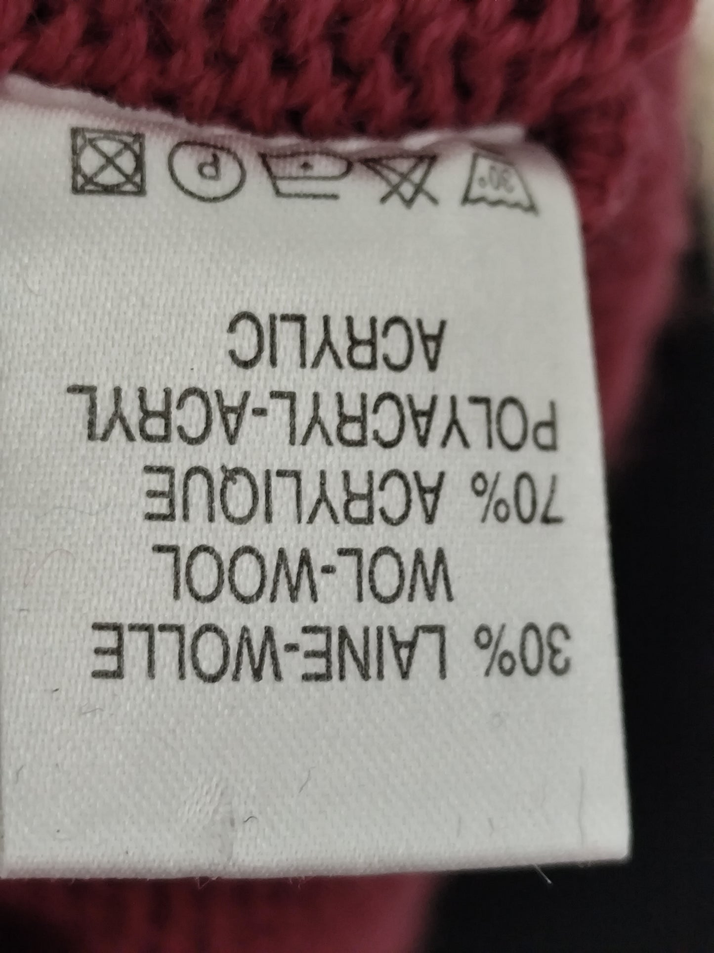 Pull col montant framboise – laine mélangée -  Taille 38/40