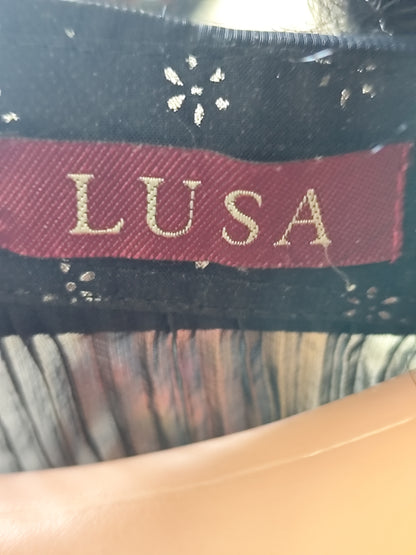 Chemisier noir plissé et perlé Lusa - Style romantique chic - Taille 38/40