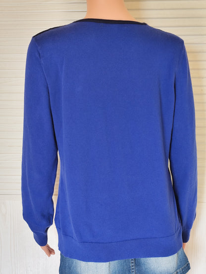 Pull bleu électrique à zip épaule Lauren Ralph Lauren -Taille 38