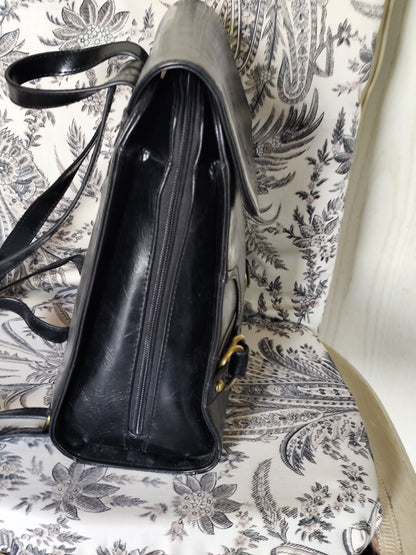 Sac à dos en cuir noir et boucles dorées -  Francinel