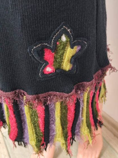 Jupe en laine longue noire à franges  Olivier Philips - taille 38/40