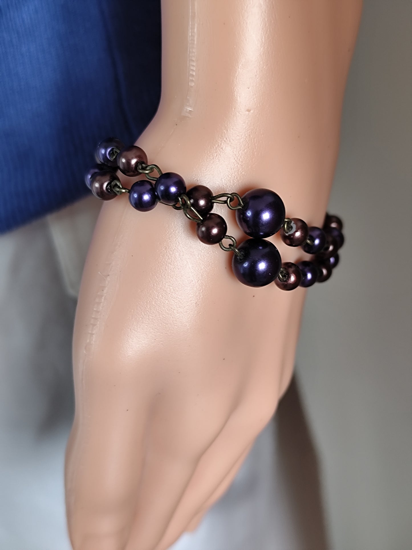 🖤 Bracelet Fantaisie Perlé Noir et Violet – Style Élégant et Sophistiqué