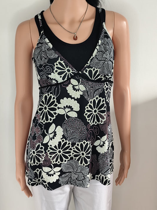 Haut Fluide Noir et Blanc La City – Élégance et Légèreté - Taille 38