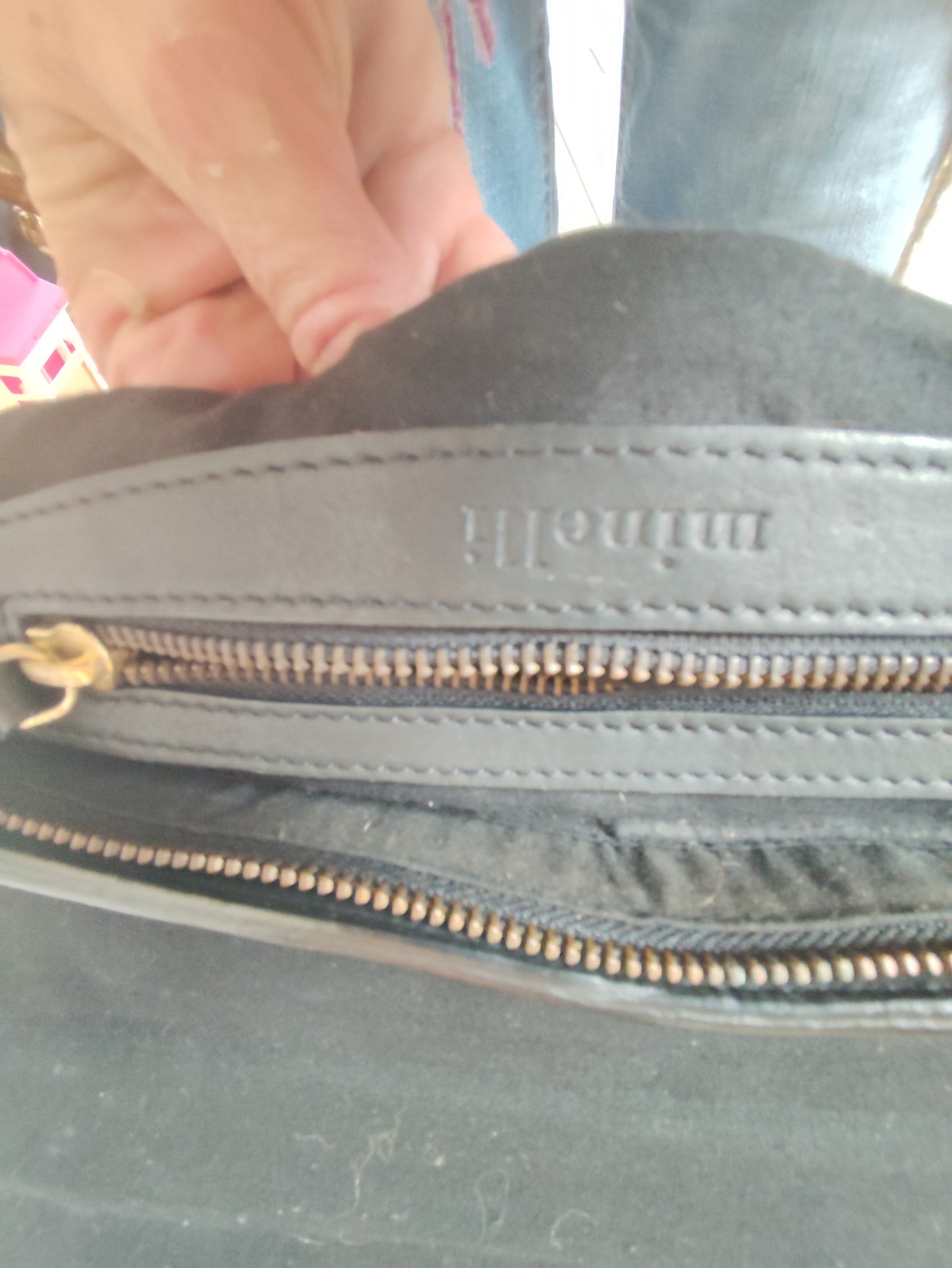 Sac cartable noir en cuir – Minelli – 36x20x10 cm