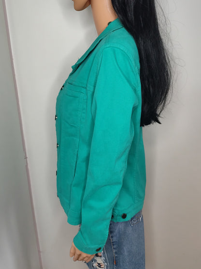 Veste Coton Vert Afibel – Casual & Élégante - Taile 38/40