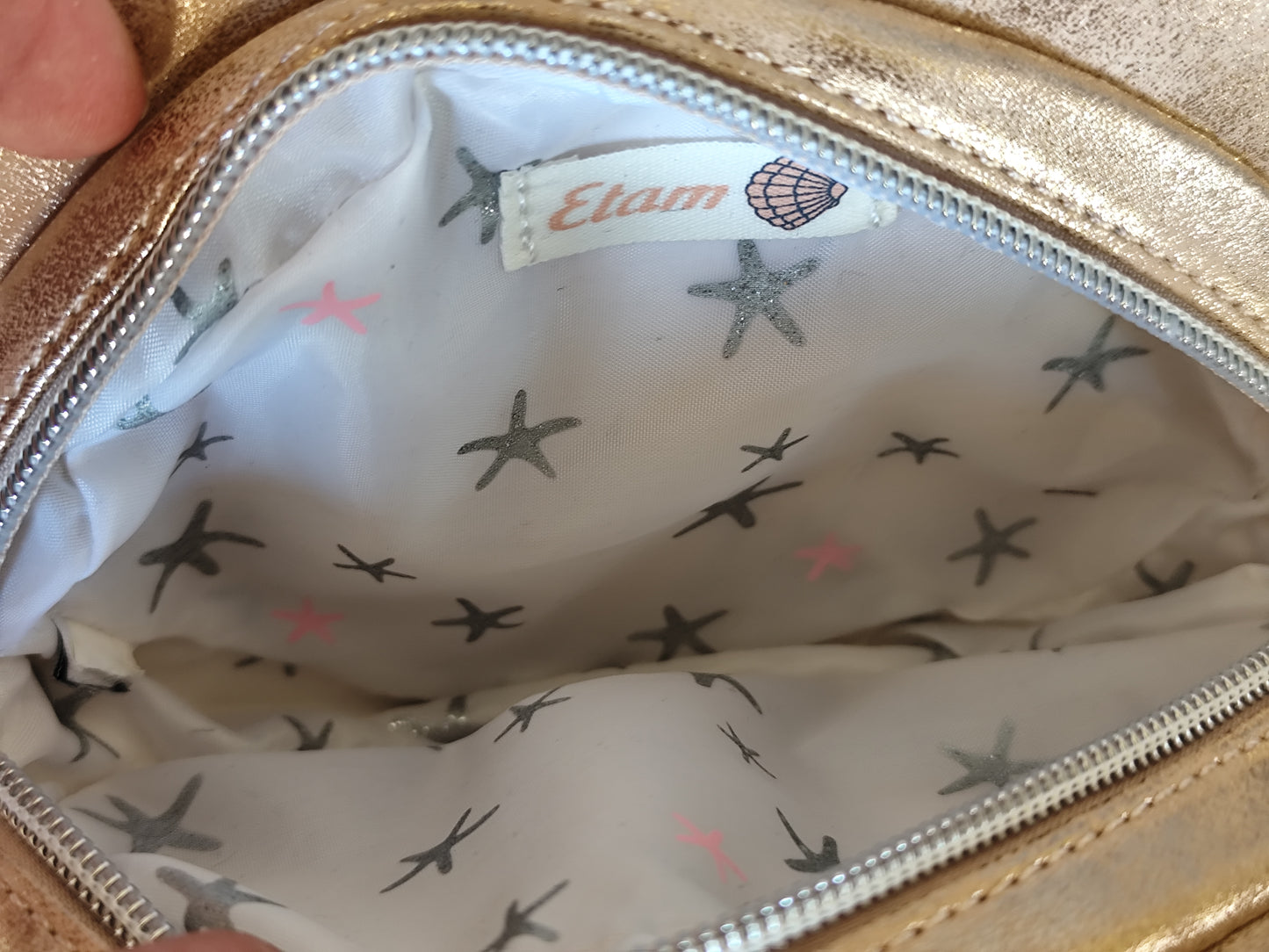 Petite pochette "Coquillage" Etam - Rose gold irisé
