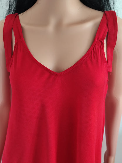 Robe fluide rouge – 100 % Tencel – taille 38/40 (estimée)