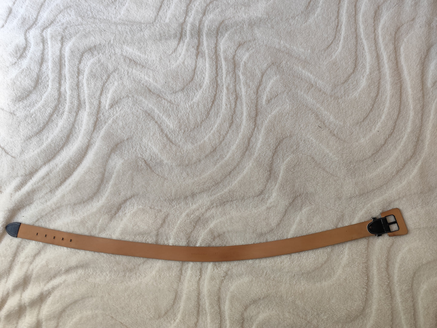 Ceinture blanche en cuir pleine fleur – Taille 95 cm