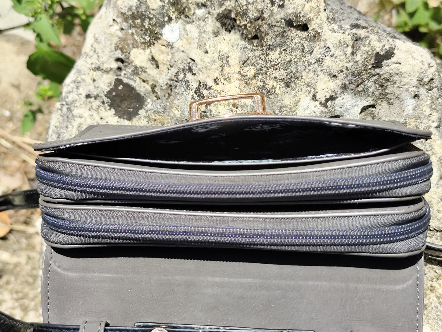 Sac bandoulière Lollipops mini – gris et noir – 18x11 cm