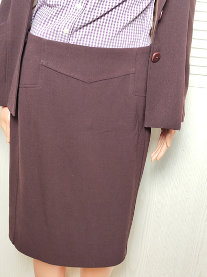 Tailleur jupe couleur prune Montigny Paris – Veste 44 / Jupe 42