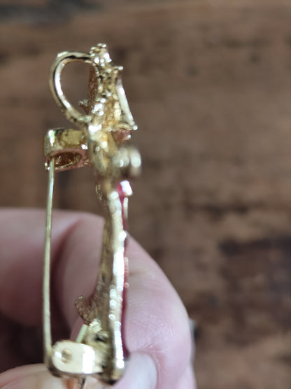 Magnifique Broche et Pendentif 2-en-1 – Silhouette Rétro à l'Ombrelle