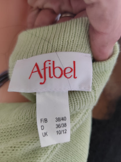 Gilet vert amande Afibel maille ajourée et perles nacrées - taille 38/40