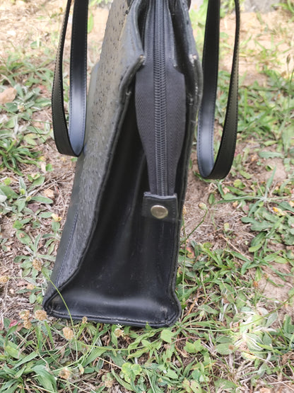 Sac porte-documents noir effet peau d’autruche – 37 x 26 x 11 cm