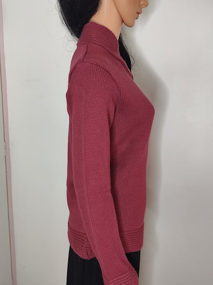 Pull col montant framboise – laine mélangée -  Taille 38/40