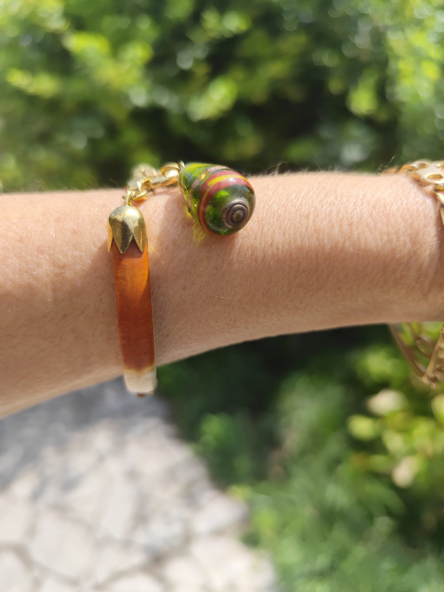 Parure collier et bracelet dent de castor