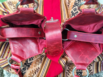 Sac Seau Adriano’s  rouge grand format –  cuir & tissage