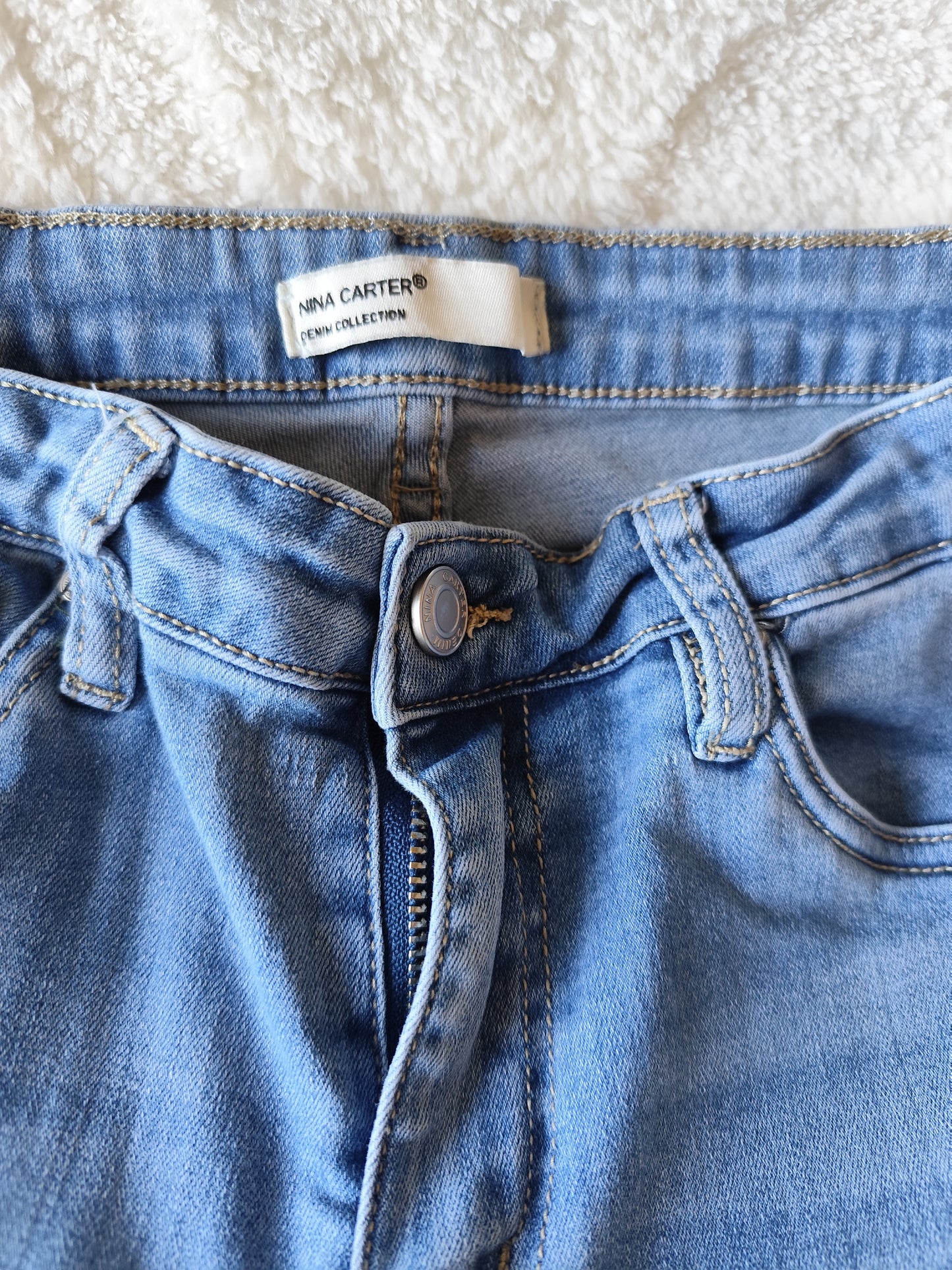 👖 Jean Évasé Nina Carter  – Bas Fendu & Effet Stretch - Taille 40