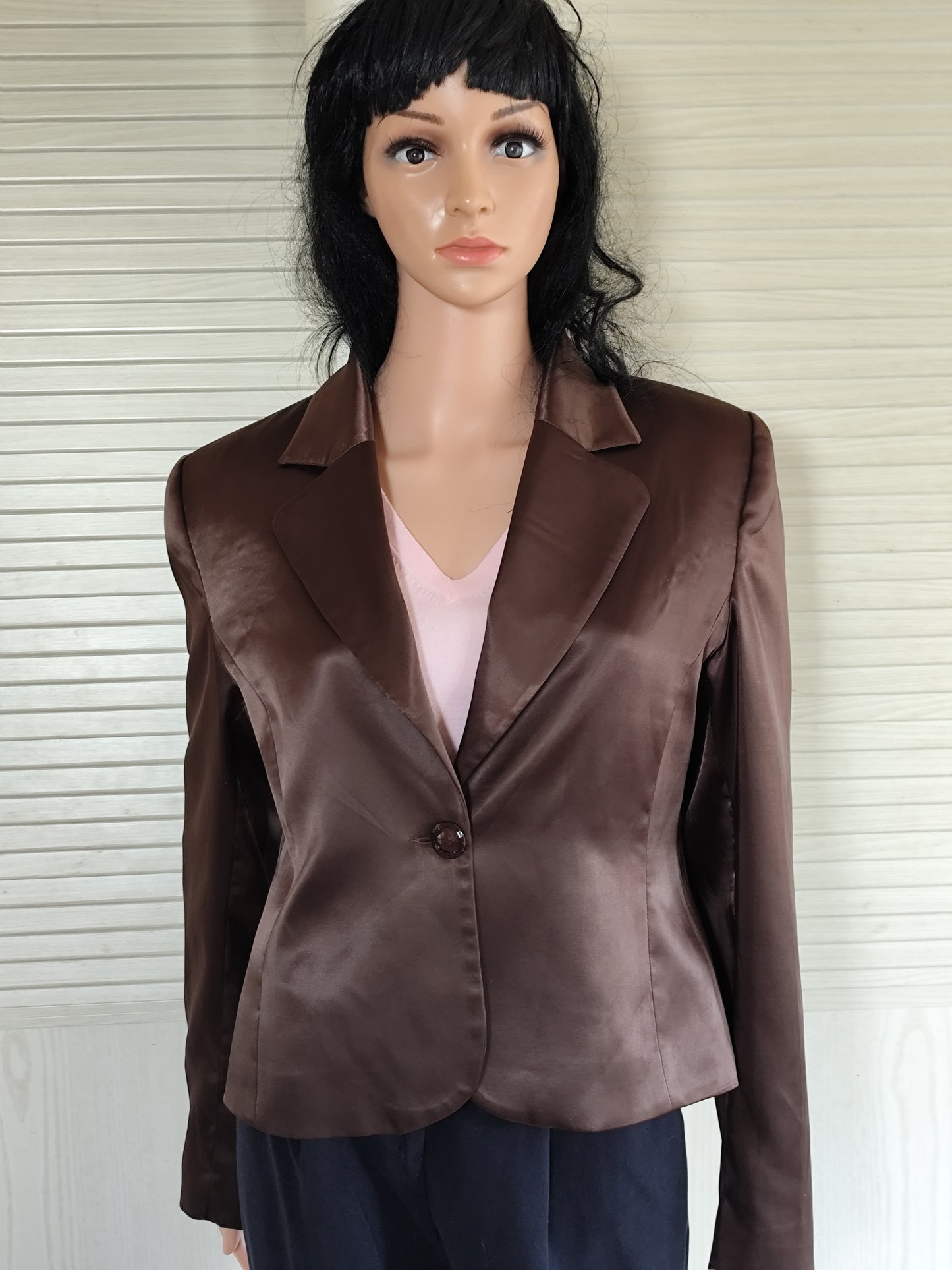 Veste blazer marron satiné Baraci – Taille 40/42