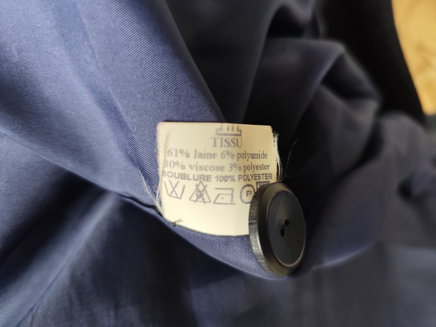 Veste blazer vintage longue à carreaux- 61%  laine – Un Jour Ailleurs – Taille 42