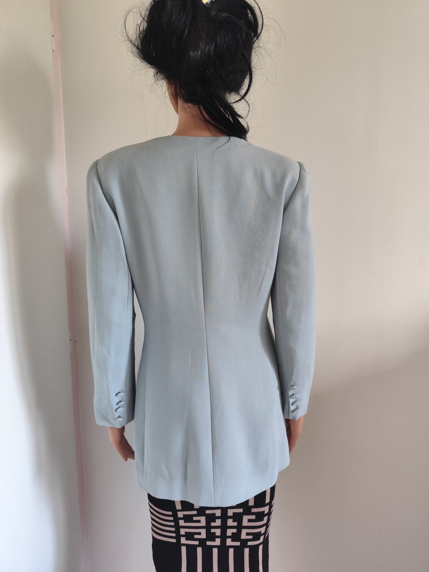 Veste longue droite bleue clair -Marque 1 2 3 – Taille 38