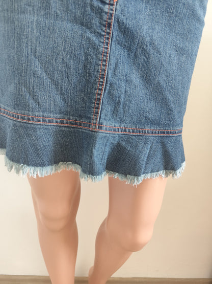 Jupe en jean Y2K volantée – Pastille Menthe – T. 36