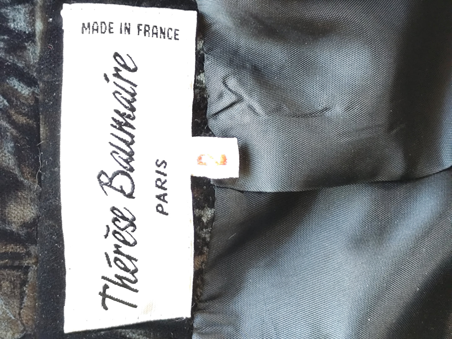 Veste vintage en velours frappé noir - Thérèse Baumaire - Taille 38