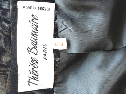 Veste vintage en velours frappé noir - Thérèse Baumaire - Taille 38