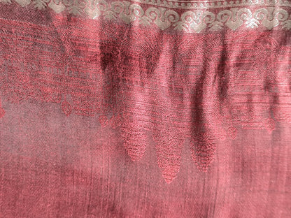 Étole en soie chatoyante avec tissu imprimé et brodé - 180 × 55 cm