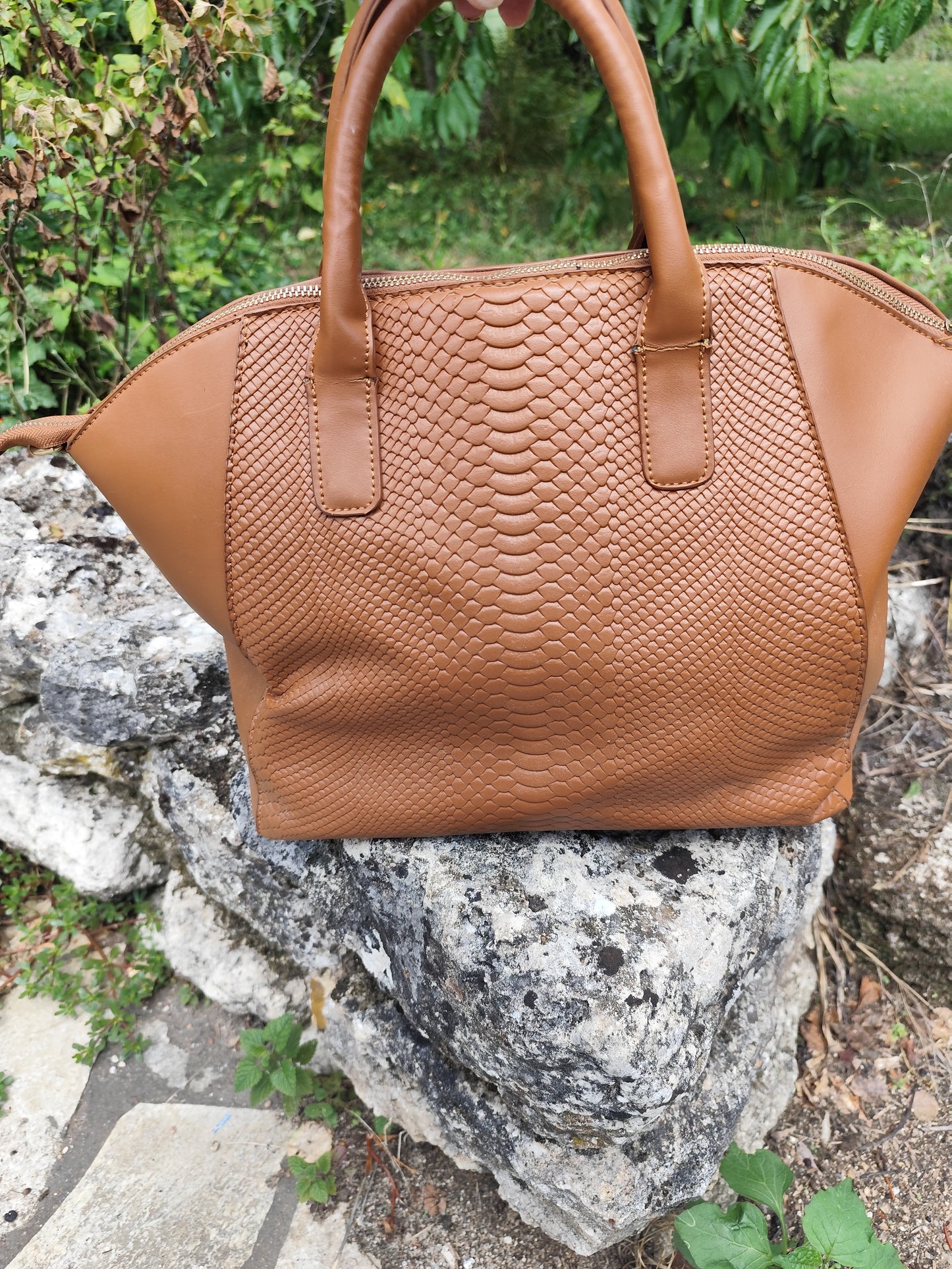 Sac Bowling Torrente Couture Camel Mouluré – Grand format