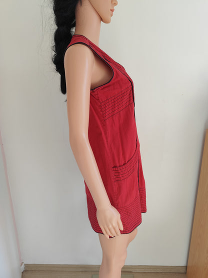 Robe Coline rouge bohème en coton – coupe trapèze A-line - Taille 36/38