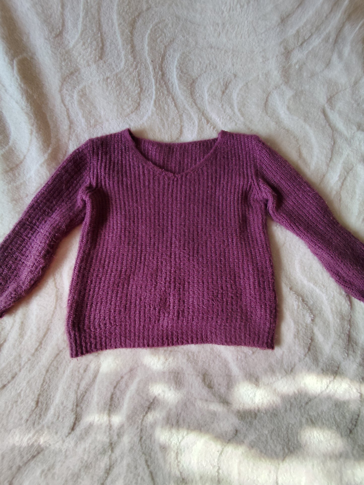 Pull col V violet – Taille 40/42