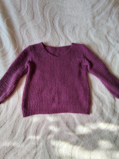 Pull col V violet – Taille 40/42
