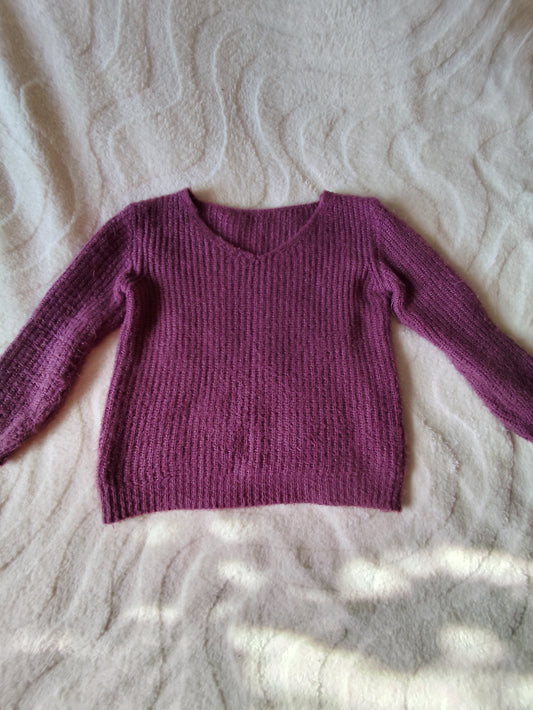 Pull col V violet – Taille 40/42