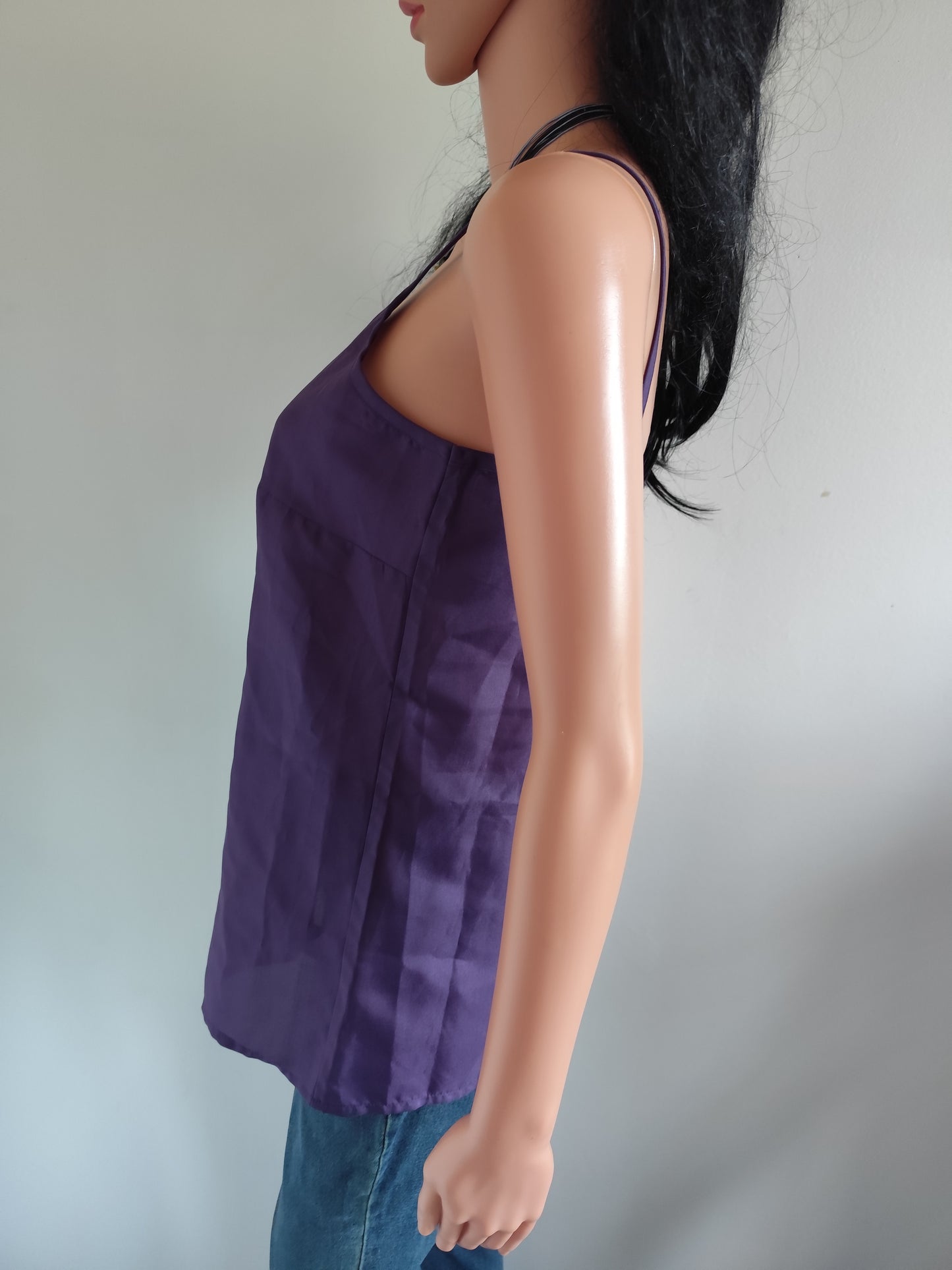 Caraco violet satiné fines bretelles – taille 38/40