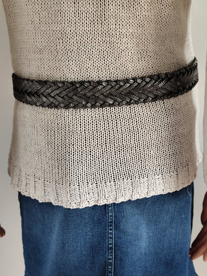 Ceinture Tressée Argentée Bohème – 90 cm