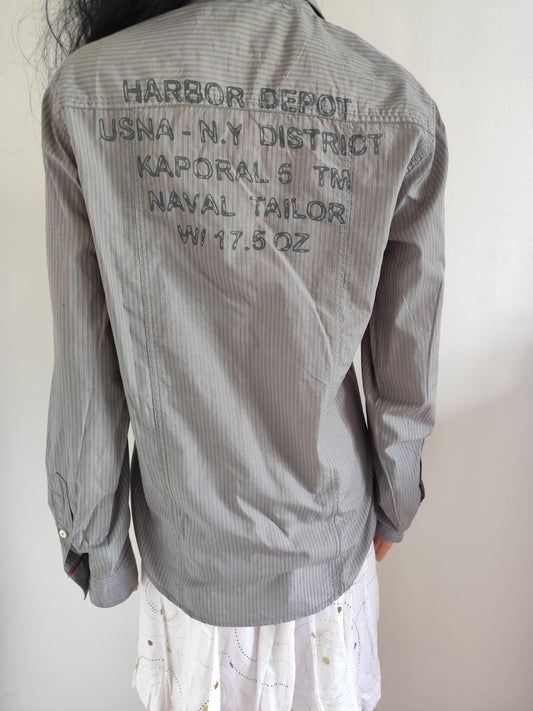 Chemise homme Kaporal grise rayée – 100% coton – Taille S