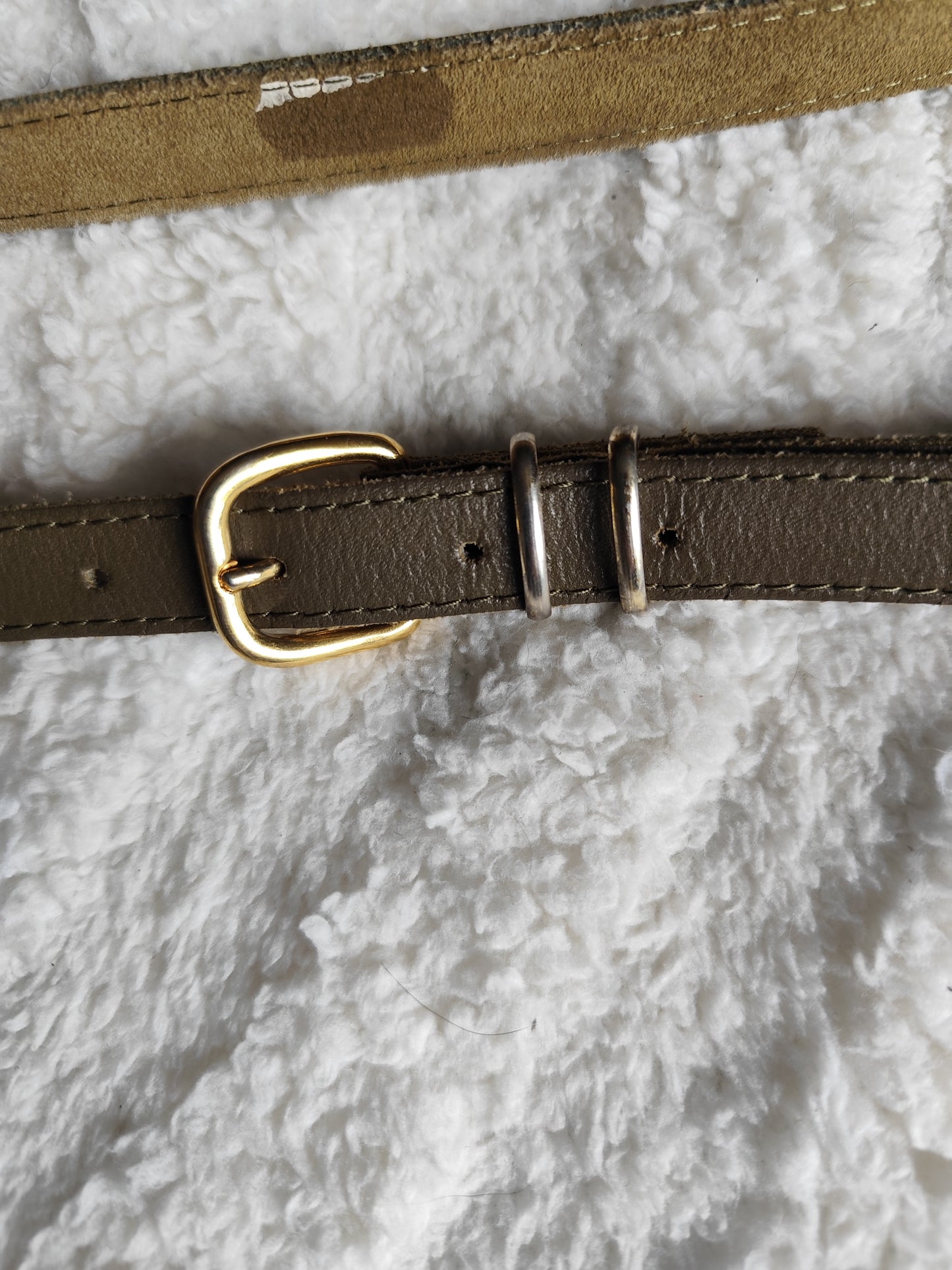 Ceinture fine en cuir kaki – 100 cm