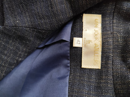 Veste blazer vintage longue à carreaux- 61%  laine – Un Jour Ailleurs – Taille 42