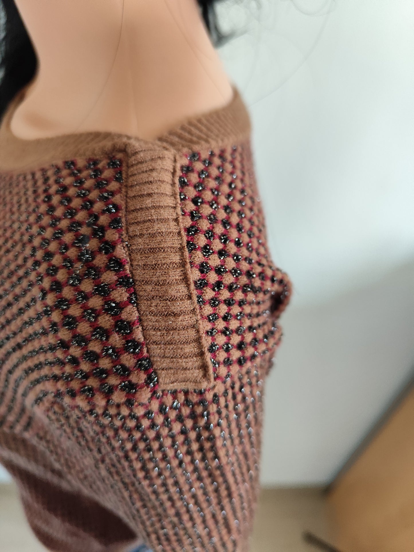 Pull fin texturé brun et argenté – Cache Cache – taille 36/38