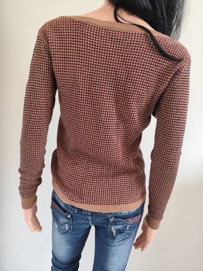 Pull fin texturé brun et argenté – Cache Cache – taille 36/38