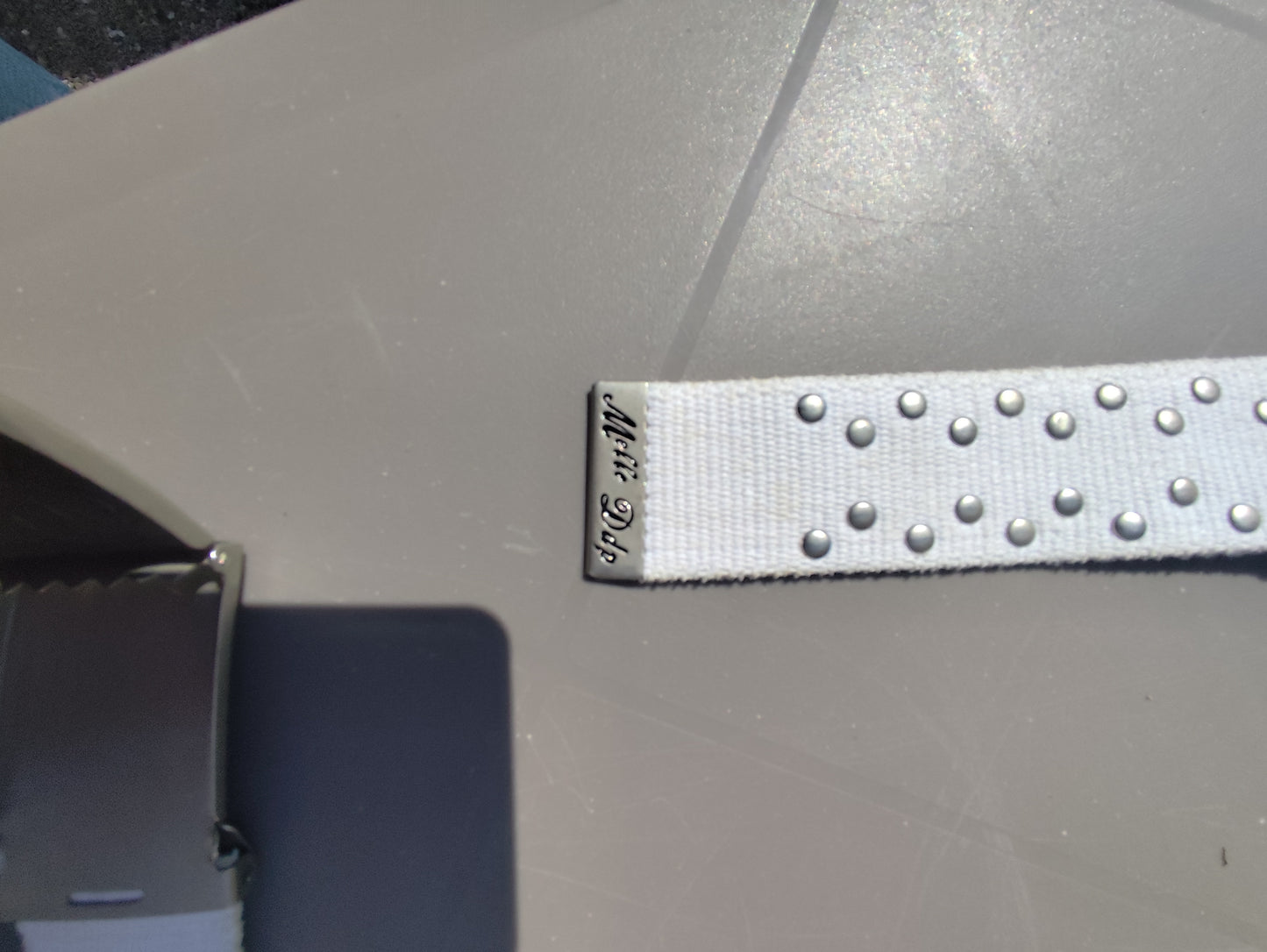 Ceinture blanche cloutée Melle DDP - 95 cm