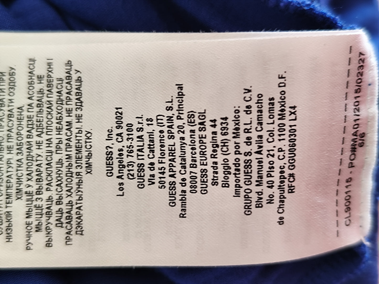 💙 Haut Sans Manche Guess – Bleu Électrique – Dos Dentelle Transparente – Taille 36/38