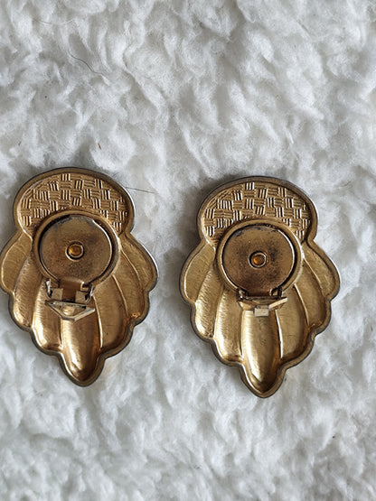 Boucles d’oreilles vintage dorées et noires – années 80/90