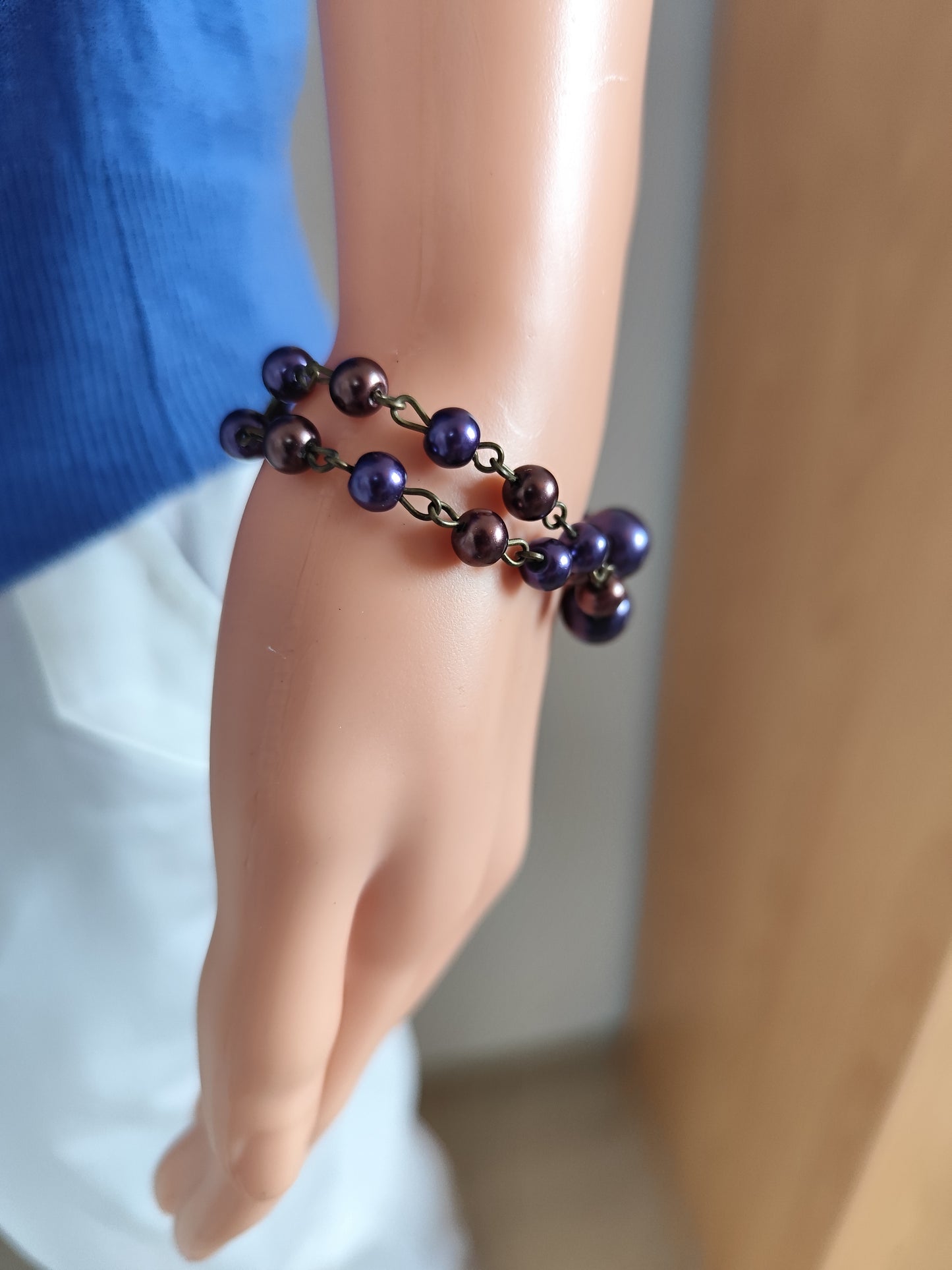 🖤 Bracelet Fantaisie Perlé Noir et Violet – Style Élégant et Sophistiqué