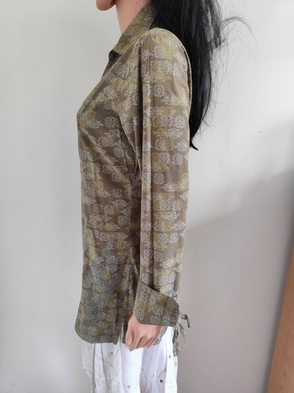 Tunique Miss Captain kaki motifs floraux – Taille 38