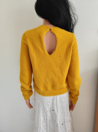 Pull Vero Moda jaune moutarde duveteux – taille 36