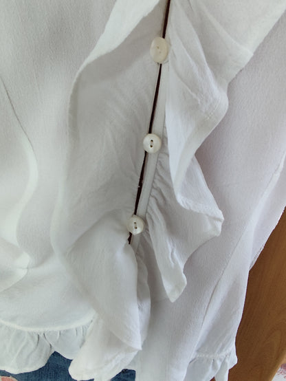 🤍 Chemisier Blanc Élégant Together – Détails Ajourés & Volants - Taille 38/40
