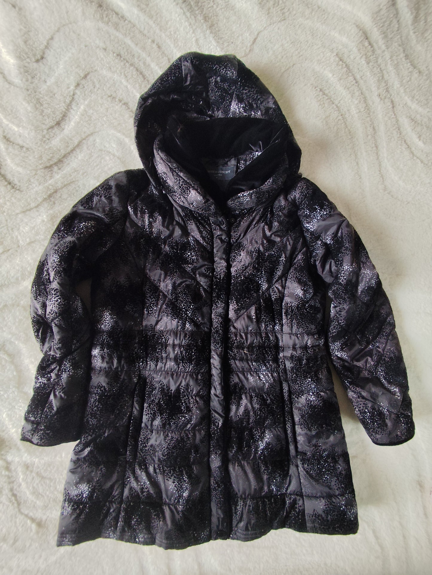 Doudoune imprimée noir & gris – Fashion Concept – Taille 42